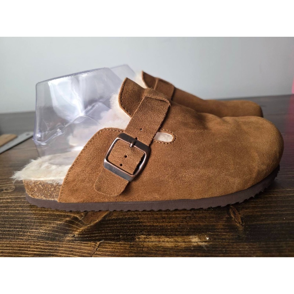 Nina Women's Slippers Size 8.5 Brown Suede Fur Slip On Comfort Classic Shoes